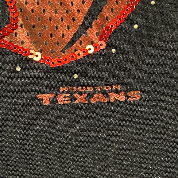 Houston Texans Navy and White Majestic NFL Women's Top Metallic Rhinestones Sz S - Picture 3 of 7